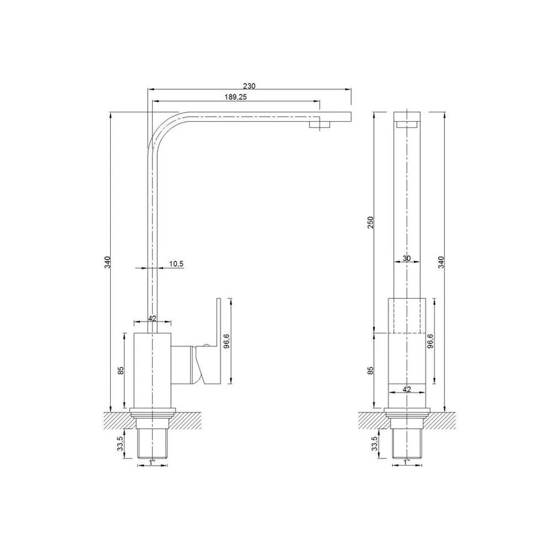 Miscelatore Cucina Quadro Con Canna Alta E Aeratore Eco Flow
