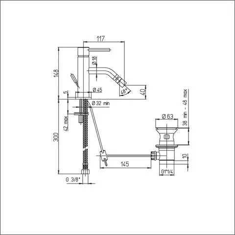 Miscelatore Lavabo Cilindra Cromato Con Attacco Piletta 1"1/4 - ARGO