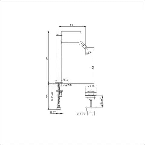 Miscelatore Lavabo Alto Cilindra Cromato Con Piletta 1"1/4 - ARGO