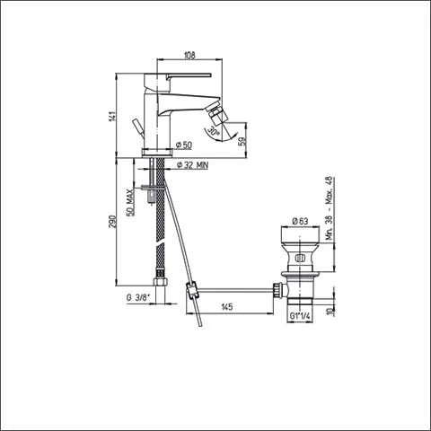Miscelatore Bidet Round Cromato Con Piletta 1"1/4 - ARGO