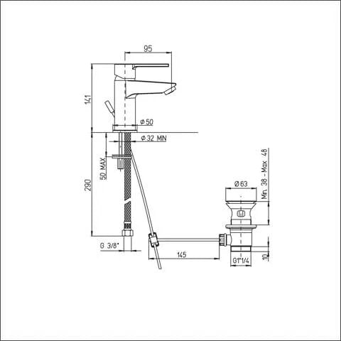 Miscelatore Lavabo Round Cromato Con Piletta 1"1/4 - ARGO