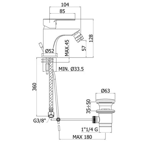 Miscelatore Bidet Blu Cromato Con Piletta Di Scarico 1"1/4 - PAFFONI