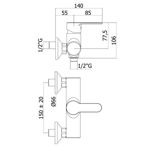 Miscelatore Esterno Per Doccia Blu Cromato - PAFFONI