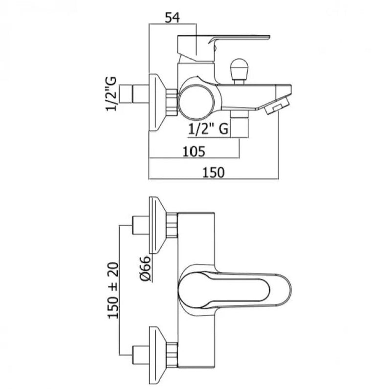 Miscelatore Vasca Duplex Blu Cromato Con Set Doccia - PAFFONI