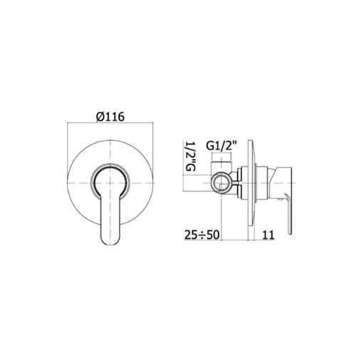 Miscelatore Doccia Incasso Blu Cromato - PAFFONI
