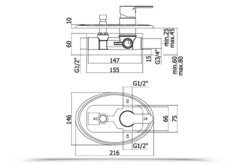 Miscelatore Doccia Incasso Con Deviatore Blu Cromato - PAFFONI