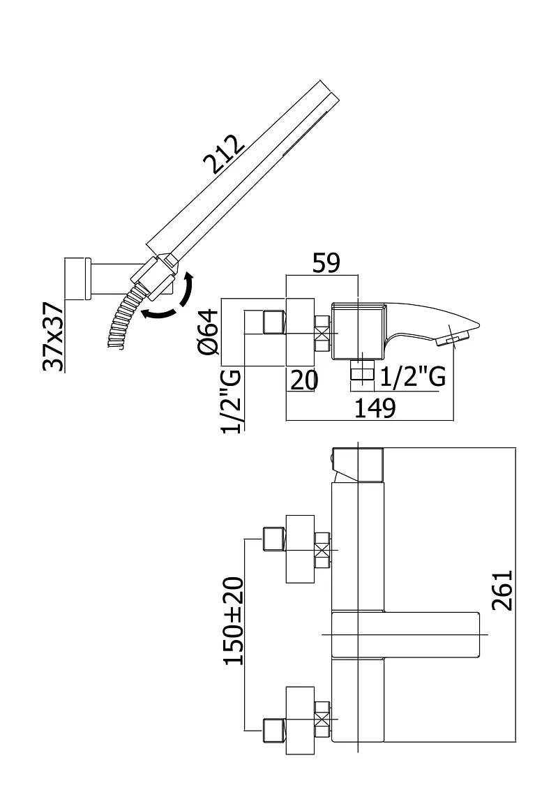 Miscelatore Vasca Duplex Level Cromato Con Doccia E Flessibile - PAFFONI