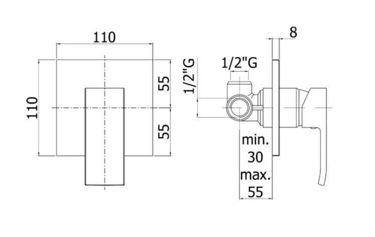 Miscelatore Incasso Doccia Level Cromato - PAFFONI