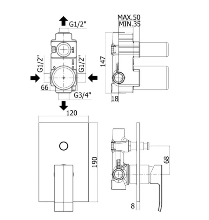 Miscelatore Incasso Doccia Con Deviatore Level Cromato - PAFFONI