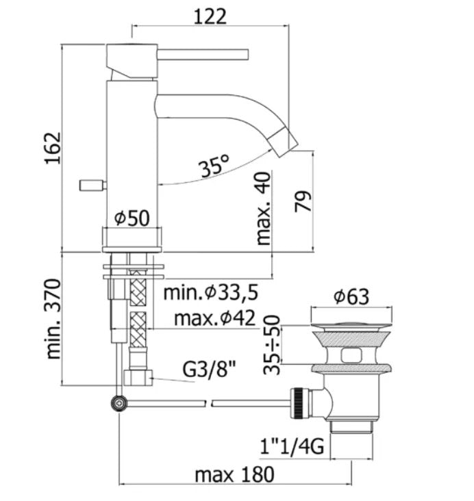 Miscelatore Lavabo Light Cromato Con Scarico Clic - CLAC 1"1/4