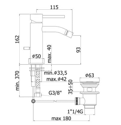 Miscelatore Bidet Light Cromato Con Scarico Clic - CLAC 1"1/4