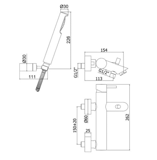 Miscelatore Vasca/Doccia Duplex Light Cromato Con Doccia E Flessibile - PAFFONI
