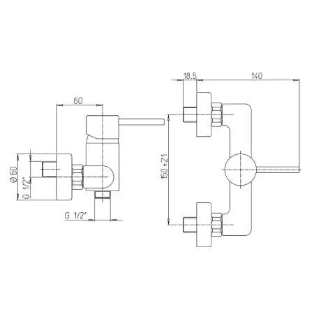 Miscelatore Esterno Per Doccia Cilindra Nero Opaco