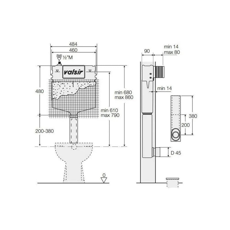 Cassetta Di Scarico Ad Incasso Valsir Tropea S - 3/6 LITRI