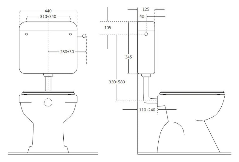 Cassetta Wc Beta S/Cr - POSIZIONE BASSA O MEDIA CON RISCIACQUO REGOLABILE