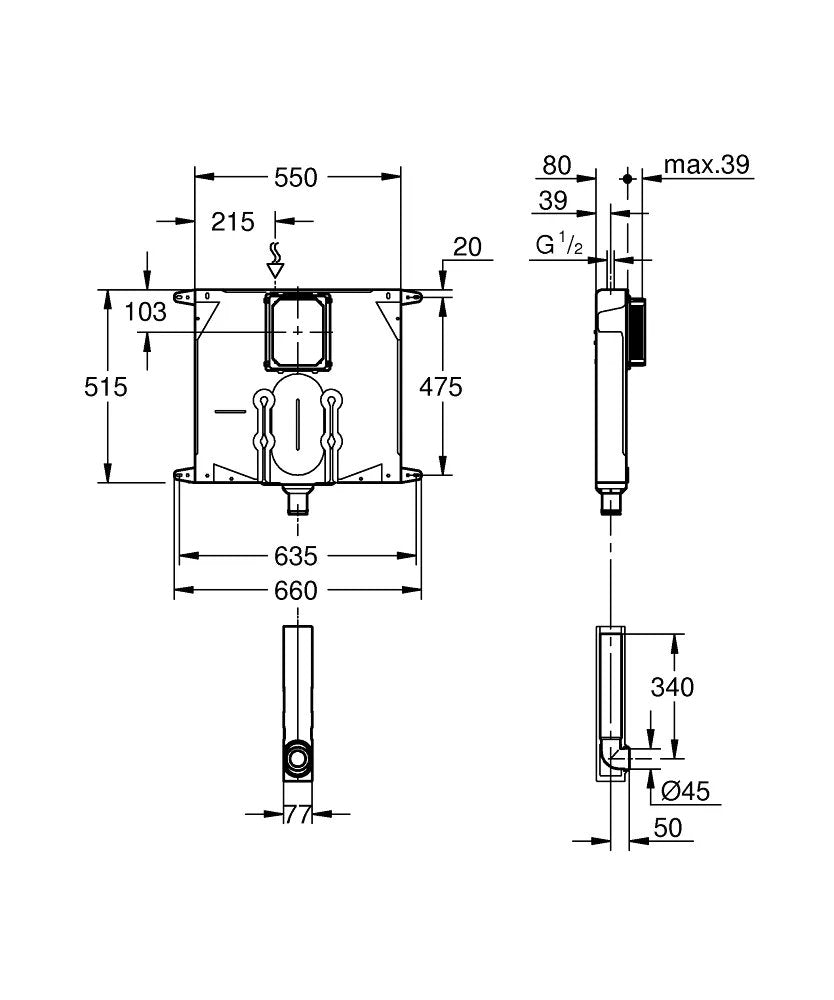 Cassetta Incasso Grohe 8Mm - SENZA PLACCA E CANOTTO