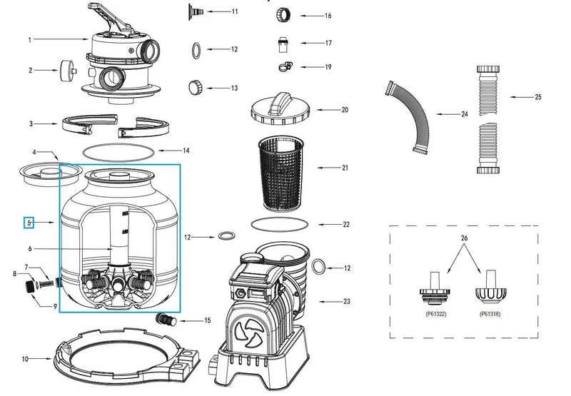 Serbatoio Di Ricambio Per Filtro A Sabbia Bestway – PORTATA 8.327 L/H