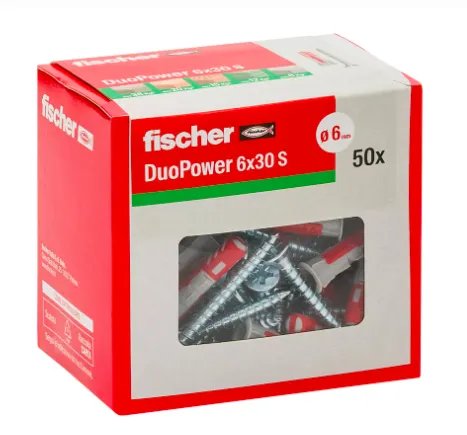 Duopower 6X30 S Y – TASSELLI UNIVERSALI CON VITE, CONFEZIONE DA 50 PZ