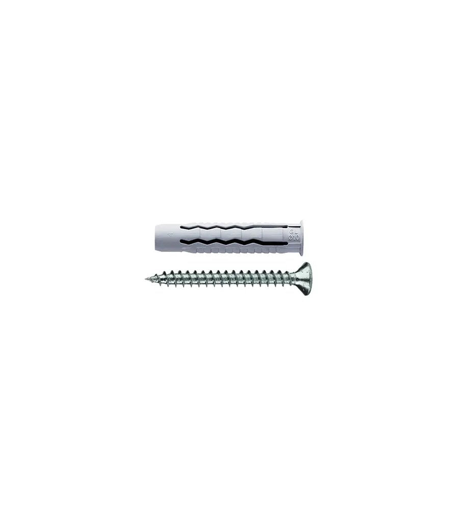 Tassello Nylon Con Bordo 10X50 Con Vite – CONFEZIONE DA 25 PZ