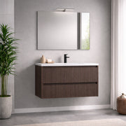Base Sospesa Bagno Vanessa 80 cm – 2 Cassetti Noce Cannettato