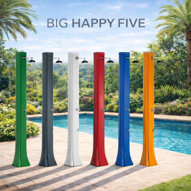 Doccia solare da giardino Big Happy Five F620 con lavapiedi e temporizzatore 36 litri