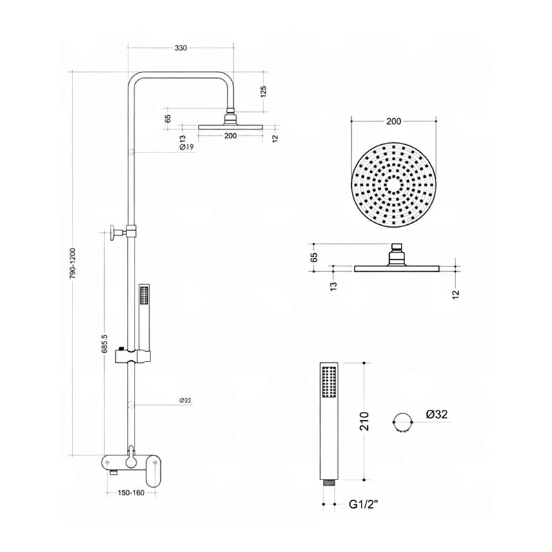 Colonna Doccia Europa Mix Cromo – Doppia Uscita con Soffione Orient 200 mm