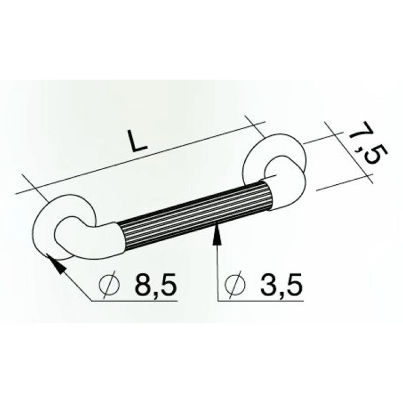 Corrimano per bagno K Design in PVC rigato – bianco – lunghezze 30/40/45/60 cm – con piastre di fissaggio