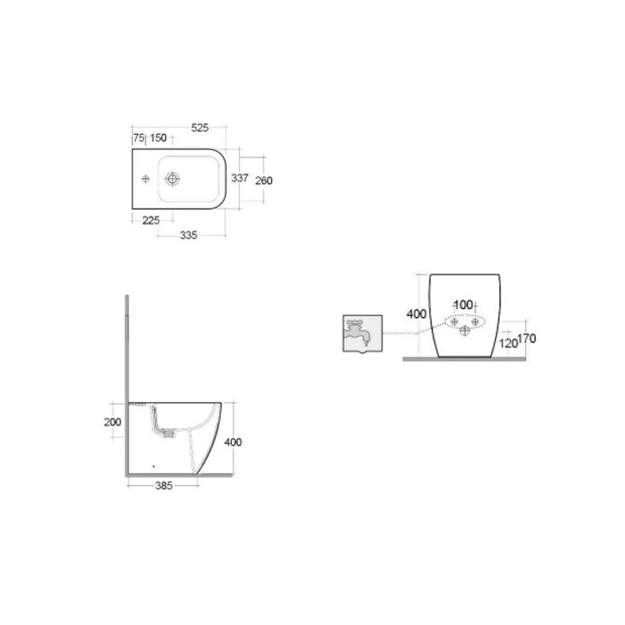 Coppia sanitari Metropolitan filo muro rimless WC con sedile e bidet – RAK Ceramics