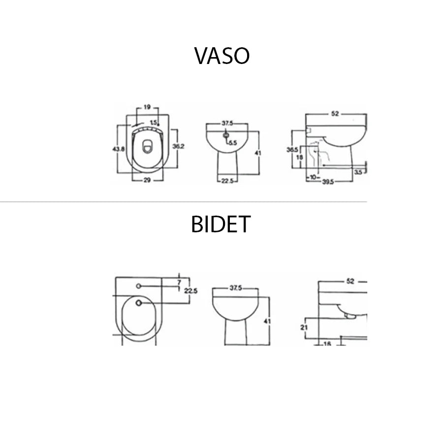 Bidet filo parete Modello Clara in ceramica bianca