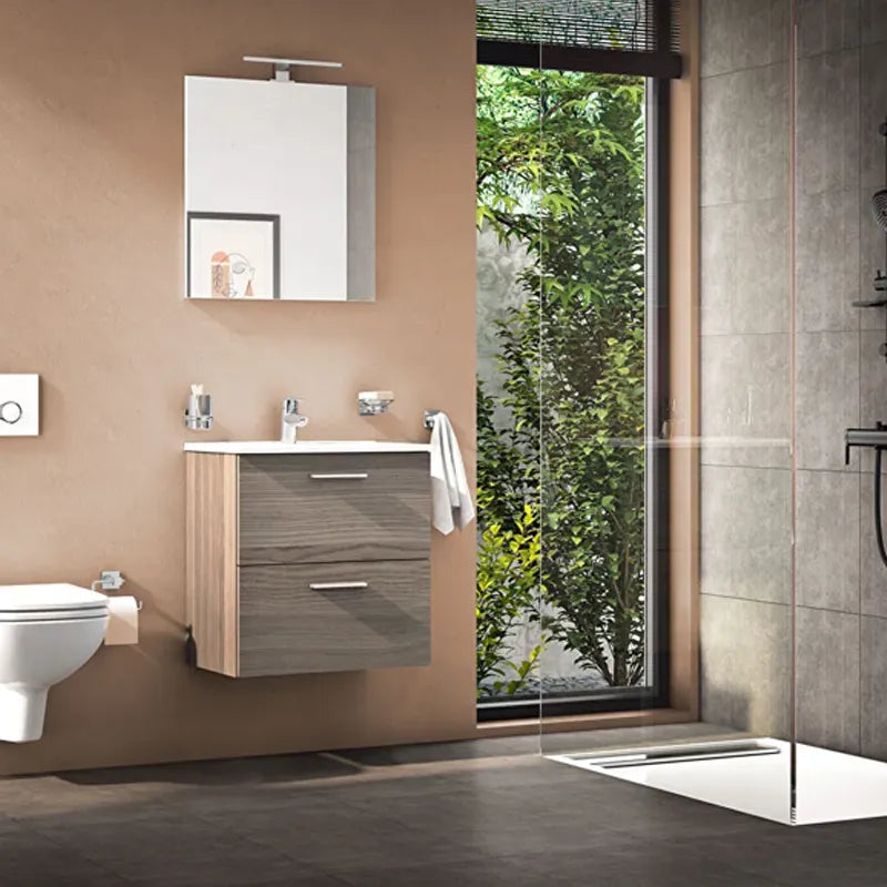 Mobile bagno Mia Set 60 cm Cordoba sospeso con lavabo e specchio LED