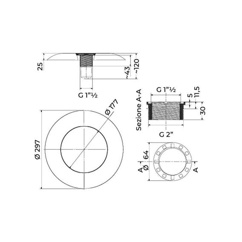 luce led piscina per bocchetta 12V IP68
