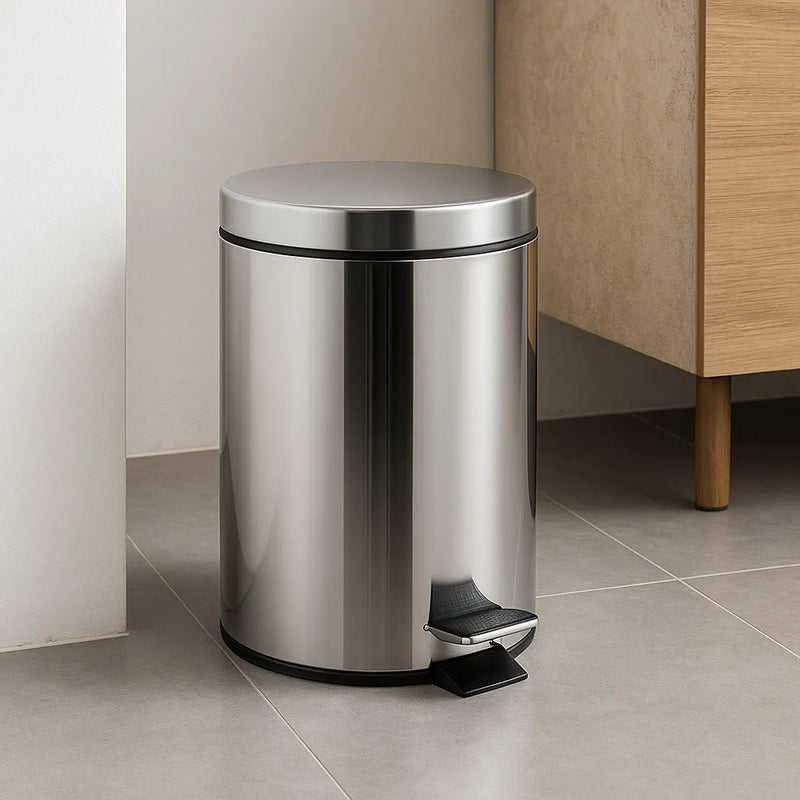 Cestino gettacarte bagno in acciaio inox 5 litri con pedale