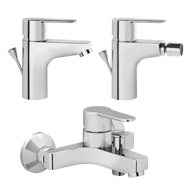 Composizione miscelatori Wins Vitra lavabo, bidet e vasca cromati