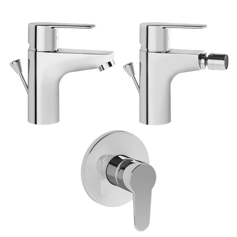Composizione miscelatori Wins Vitra lavabo, bidet e doccia incasso cromati