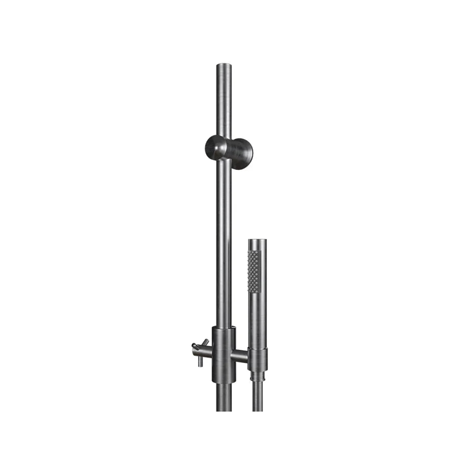 Kit saliscendi doccia Iron Round in acciaio nickel spazzolato