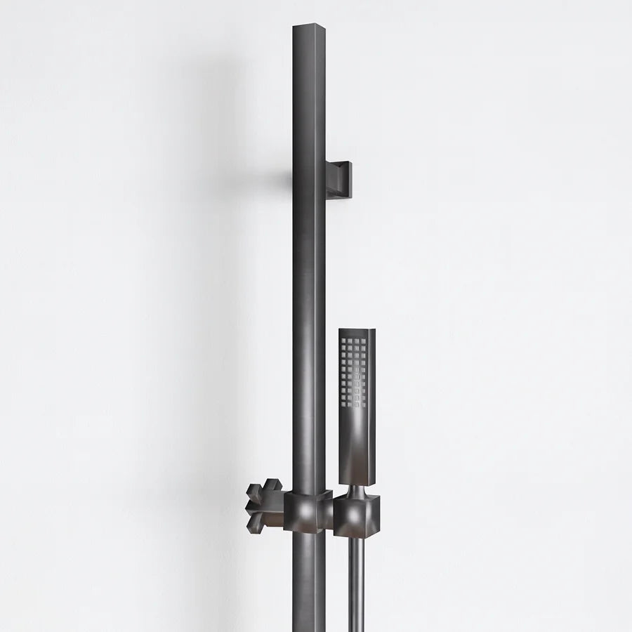 Kit saliscendi doccia Iron Square in acciaio nickel spazzolato