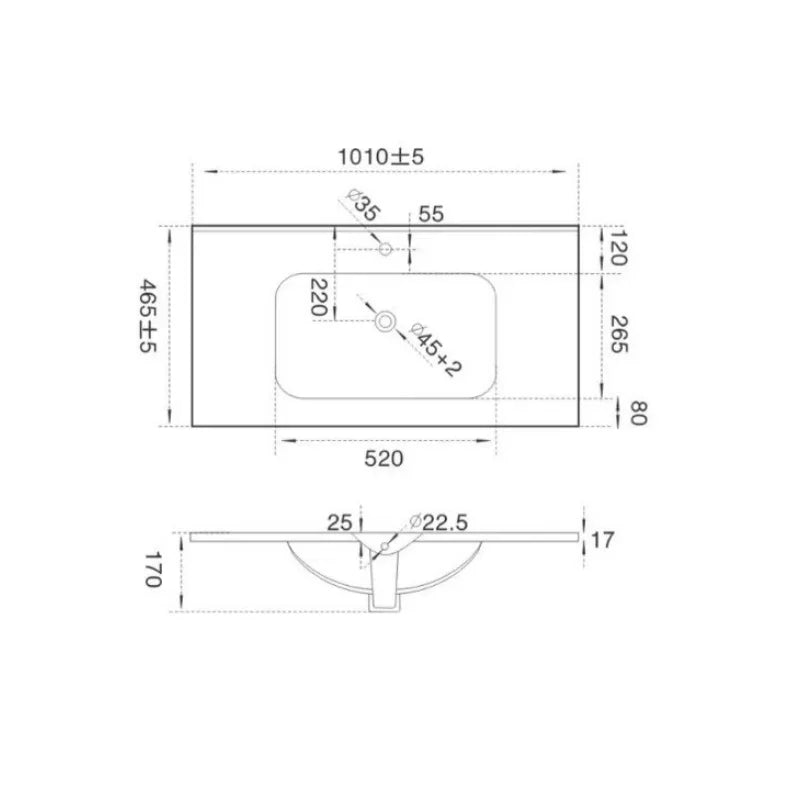 Lavabo Arredo in Ceramica 100 cm Marte – Bianco Lucido o Bianco Opaco
