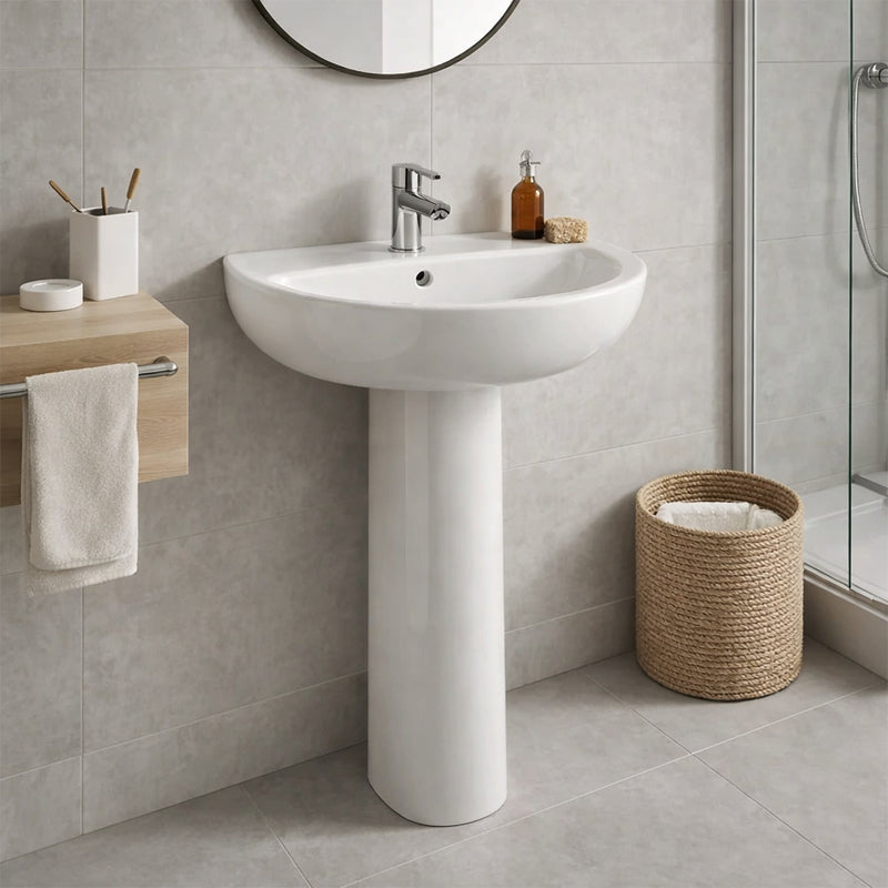Baikal Bagno Onyx Mobile Sospeso Con Lavabo In Ceramica, 2 Cassetti Con Chiusura Ammortizzata, Melamina 16 Mm, Colore Nebraska, 50 Cm