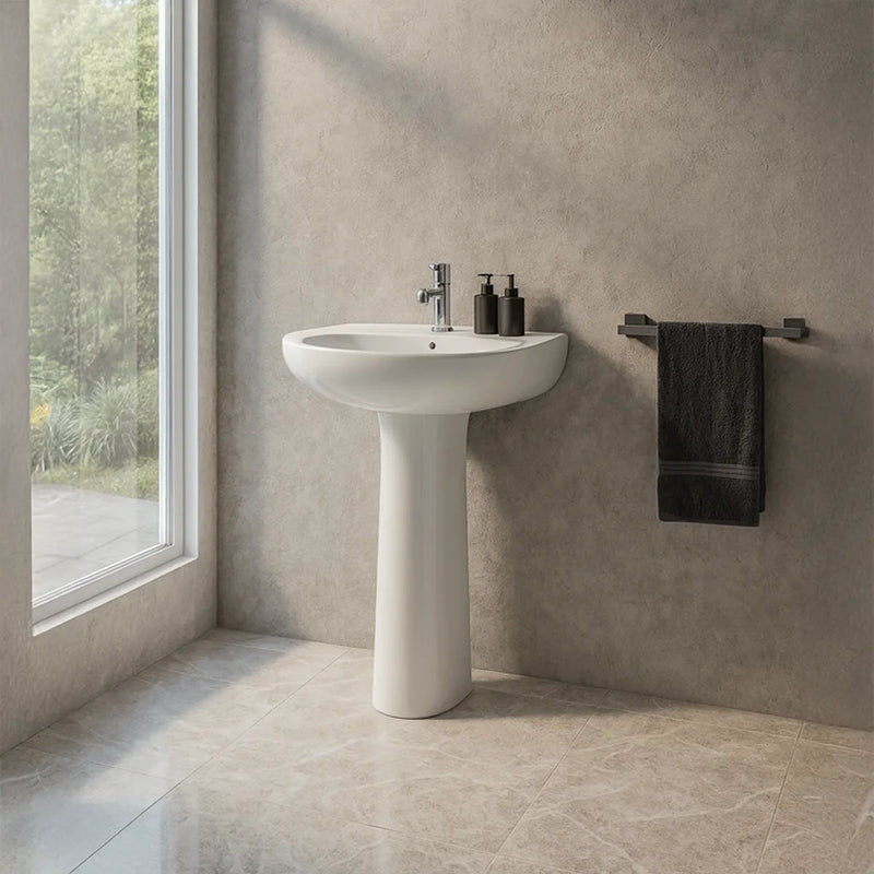 Lavabo con colonna Roca Polo 63 cm in ceramica bianca