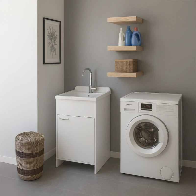 Lavatoio Junior 1 Anta in PVC – 45x50 e 50x50 cm – Vasca in Plastica – Interno/Esterno