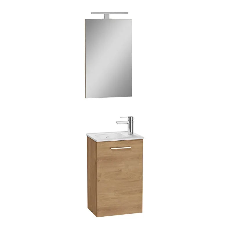 Dettaglio lavabo in ceramica bianca del mobile bagno Mia 40 cm Golden Oak