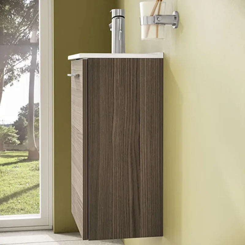 Vista interna del mobile bagno Mia 40 cm con anta soft-close finitura Cordoba