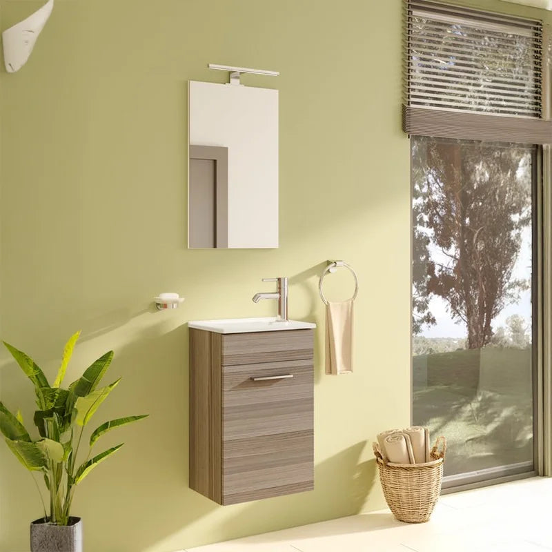Mobile bagno sospeso Mia set 40 cm finitura Cordoba con lavabo e specchio