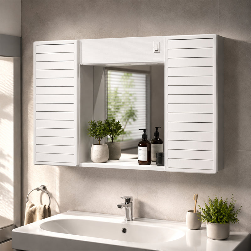 Mobiletto bagno Simpaty 58x37 cm con specchio e 2 ante – predisposizione luce