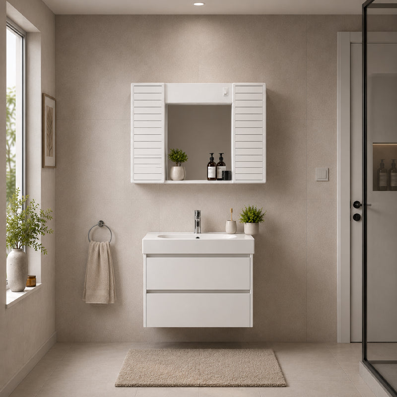 Mobiletto bagno Simpaty 58x37 cm con specchio e 2 ante – predisposizione luce