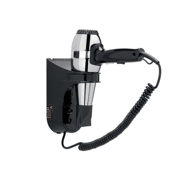 Phon da parete Grecale Gedy nero cromato con supporto a muro