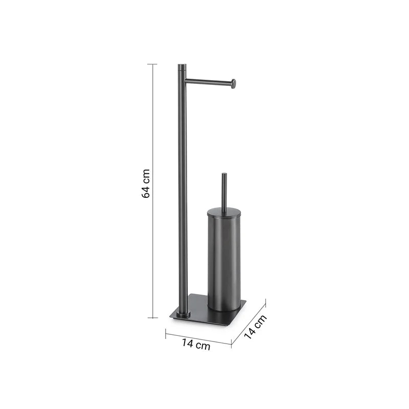 Dettaglio finitura gun metal piantana portarotolo bagno