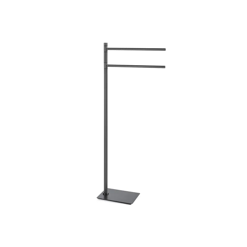 Piantana bagno Trilly gun metal con due braccia portasalviette