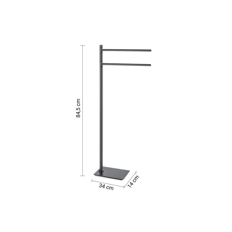 Dettaglio piantana portasalviette in acciaio inox finitura gun metal