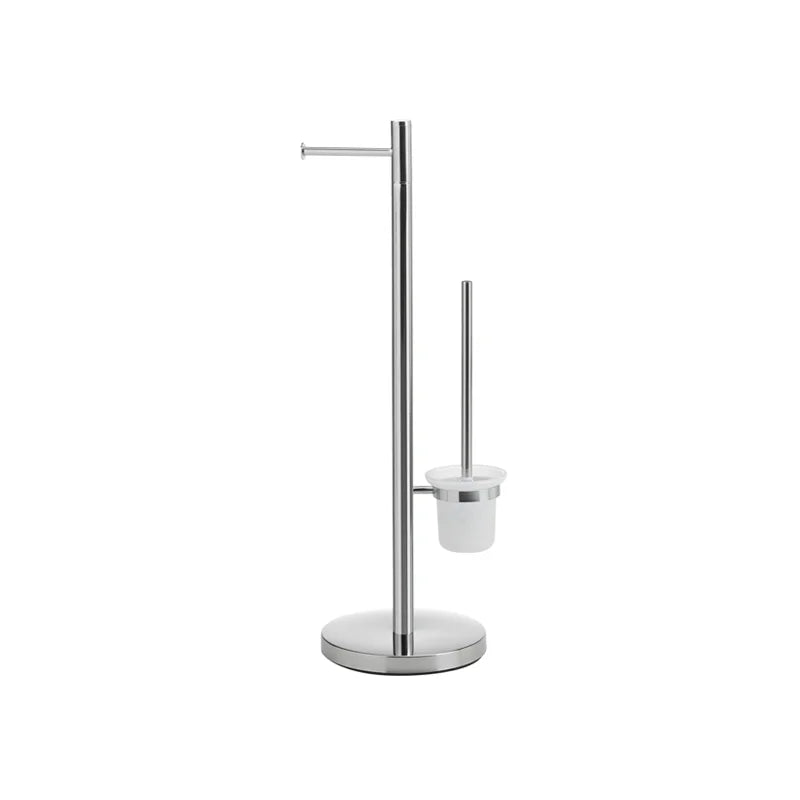 Piantana bagno Tracy cromata con portarotolo e scopino WC